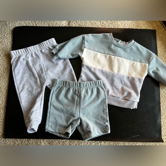 Infant baby pl baby 6M 3 piece shorts, pants, sweatshirt set - Picture 2 of 6